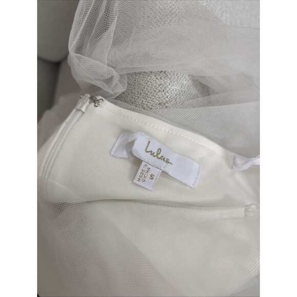 Lulus Beautifully Beloved White Mesh Off-the-Shoulder Maxi Dress Size Small - Picture 5 of 9